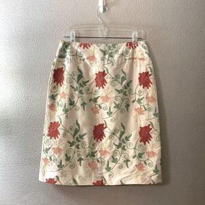 STROKE Collection silk floral embroidered pencil skirt side zip size 40 EU